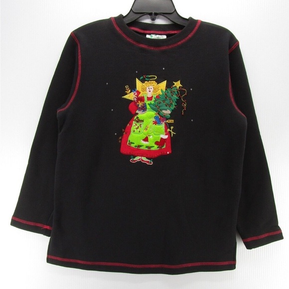 Quacker Factory Vintage Crew Neck Embroidered Sweater - Christmas Tree Holiday - Picture 1 of 5